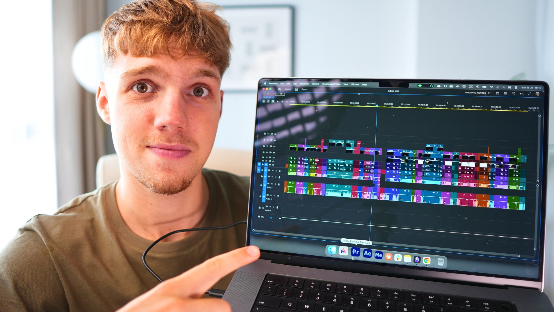 Video editing timeline with color-graded footage